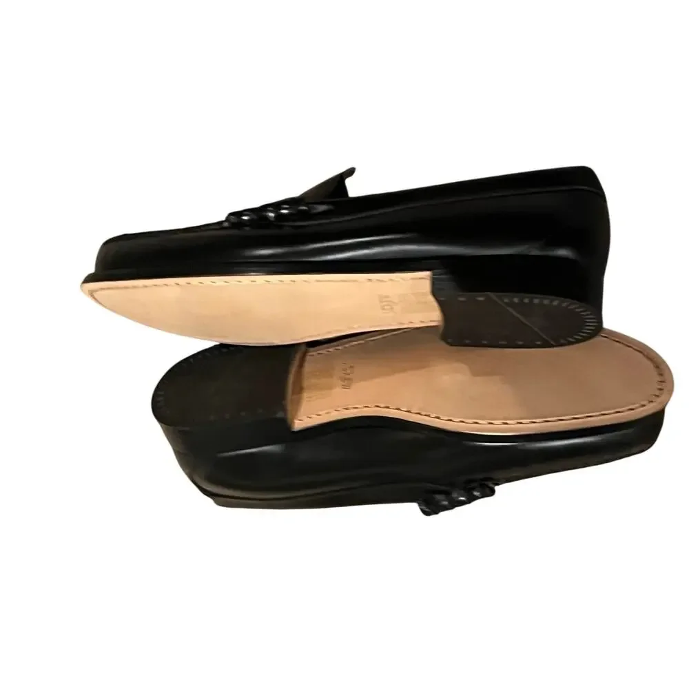 J. Crew Men's Penny Loafers Shoes Comfort Leather Round-Toe Black Size 10 NWOB
